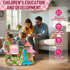 Uucoco pink princess castle blocks spark imaginative pretend play and role-play