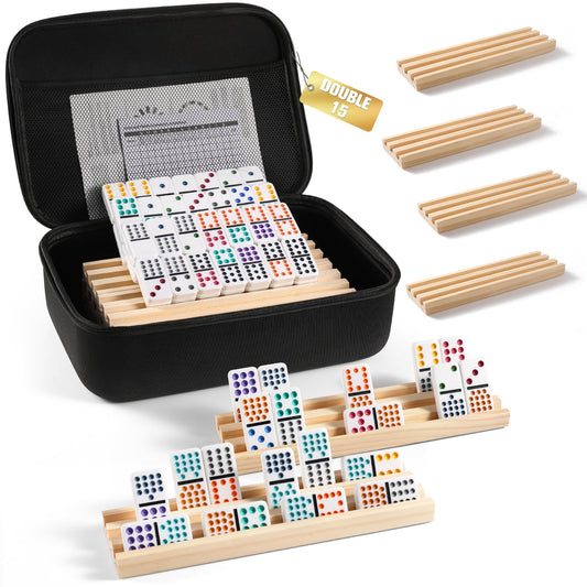 uvcany Mexican Train dominoes tiles in bright colors for easy reading during family game night
