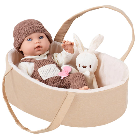 UZIDBTO 12-inch baby doll with carrier bassinet for nurturing play