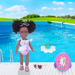 UZIDBTO black doll swimming ring for poolside pretend play