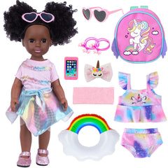 UZIDBTO black doll with unicorn backpack enhances imaginative playtime