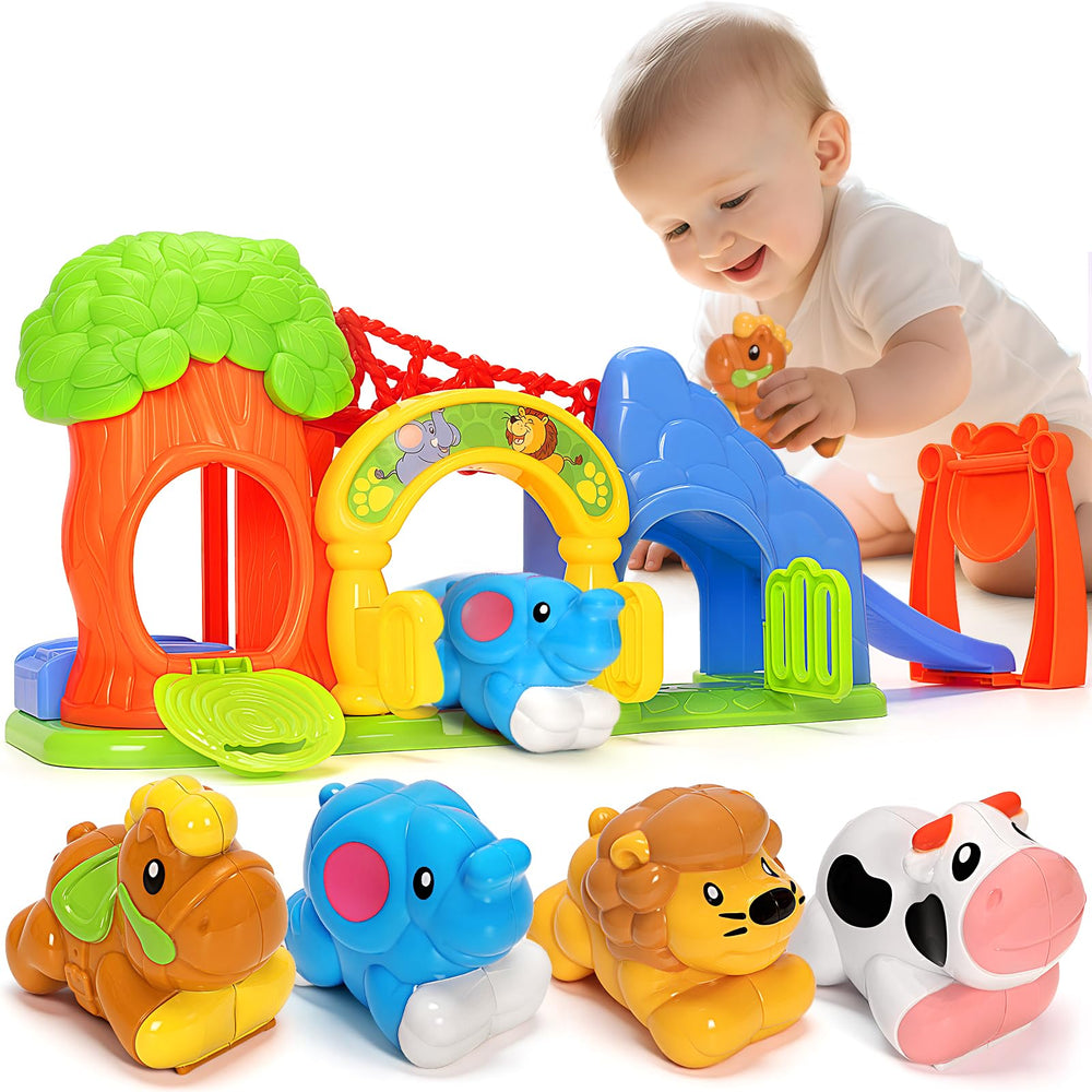 V-Opitos zoo slide setup sparks imaginative play for toddlers.
