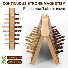 Vahome folding wooden chess board closed for compact travel storage