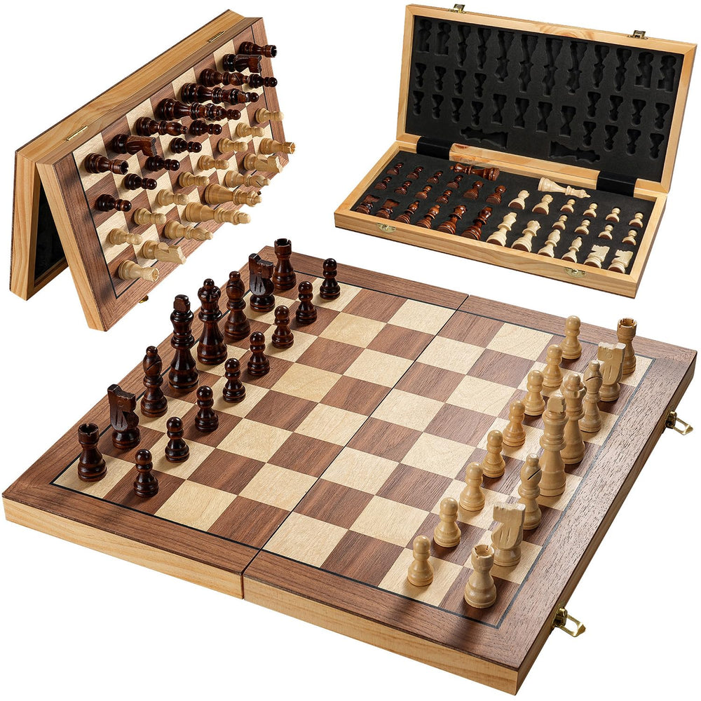 Vahome magnetic chess board 15in open shows sturdy wood play area for family games