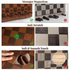 Vahome magnetic chess set in play during a move sequence.