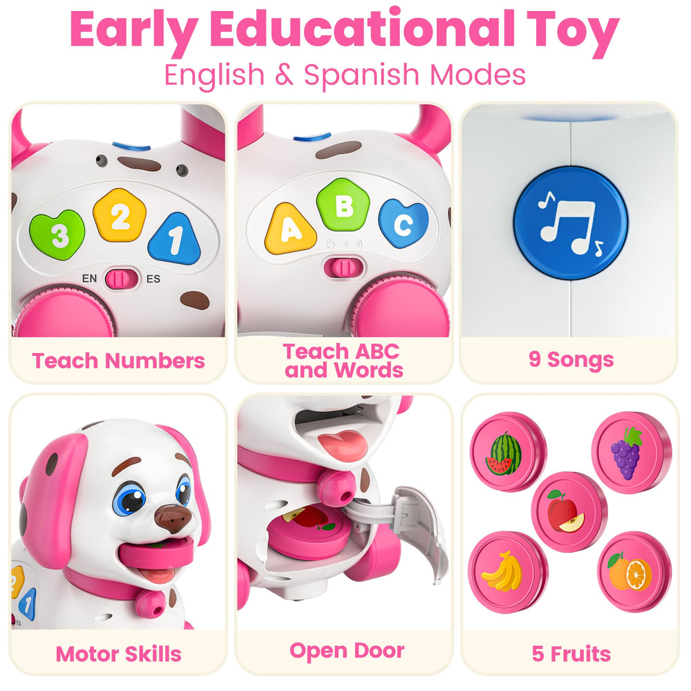 Vahome Puppy Toy lights music sensory view showcases cause-and-effect learning for curious babies.
