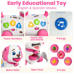 Vahome Puppy Toy lights music sensory view showcases cause-and-effect learning for curious babies.