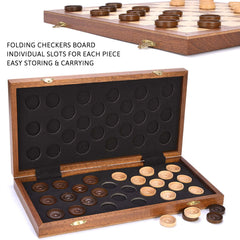 Vamslove checkers pieces with storage slots stay organized during play.
