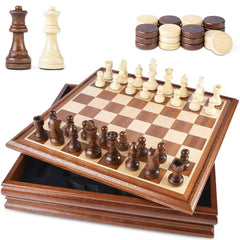 Vamslove chess board 15-inch wooden surface for classic gameplay and display.