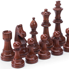 Vamslove chess pieces with felt bottoms protect board surfaces.