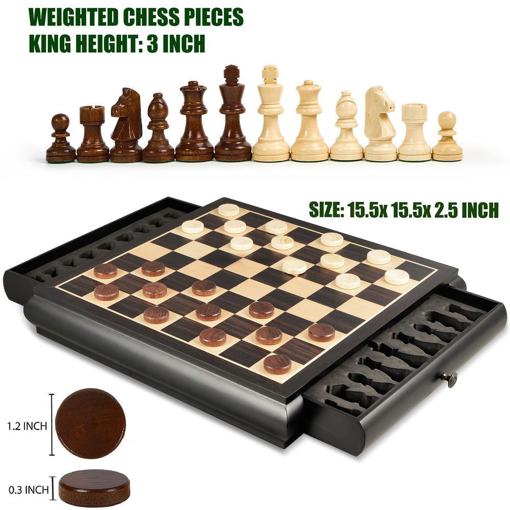VAMSLOVE weighted Staunton chess pieces for stable, smooth moves