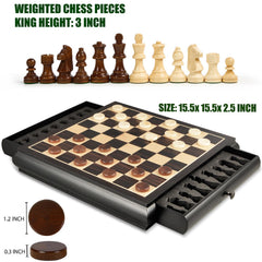 VAMSLOVE weighted Staunton chess pieces for stable, smooth moves