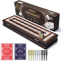 VAMSLOVE cribbage board with magnetic lock keeps travel accessories secure.