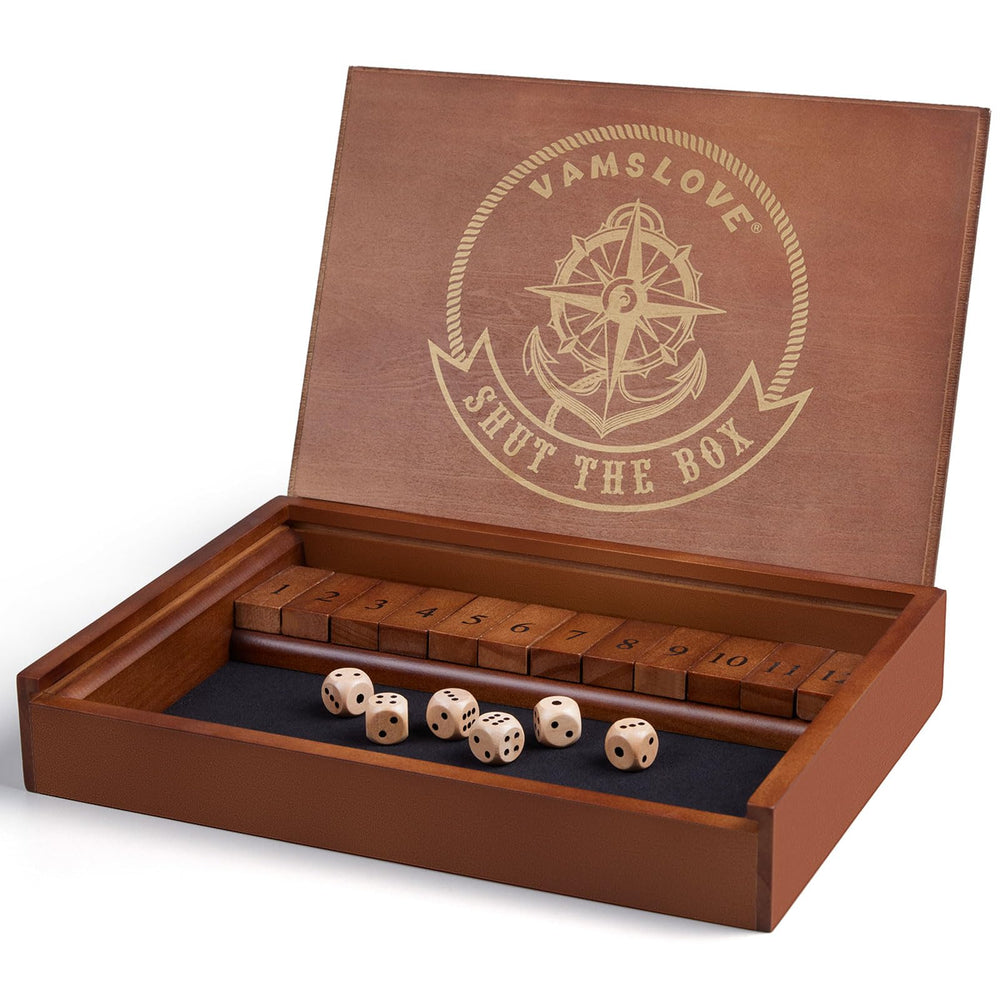 VAMSLOVE Shut The Box compact travel case setup suits vacations.