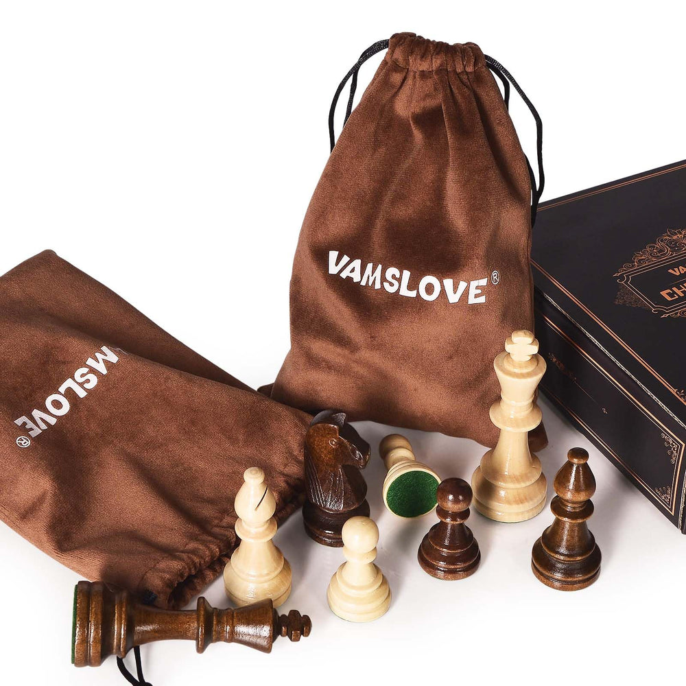 Vamslove velvet storage bags keep chess pieces organized and portable.