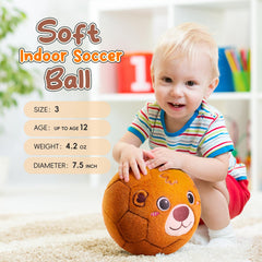 VangeBow Bear Plush Soccer Ball side view highlights plush texture and gentle bounce.