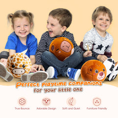 VangeBow Bear Plush Soccer Ball held by a toddler for safe kicks.