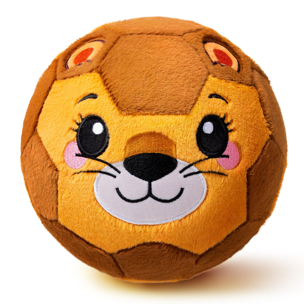 VangeBow Little Lion Plush Ball front view, soft and safe indoor toy for toddlers