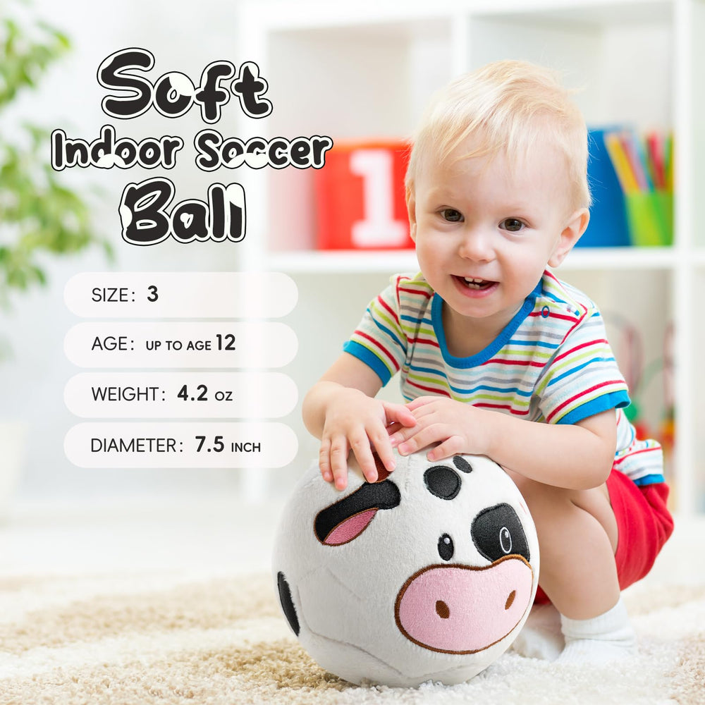 VangeBow quiet moo-play ball reduces noise for peaceful indoor farmyard fun.