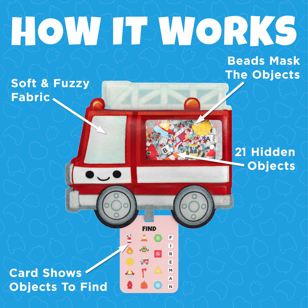 Vango BIZYBOO Joy seek-and-find plush encourages problem solving on car trips.