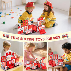 Vanlinny firetruck tile demonstrates teamwork through construction play.
