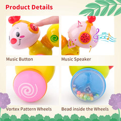 Vanmor front-wheels with vortex graphic create dynamic visual motion for babies.