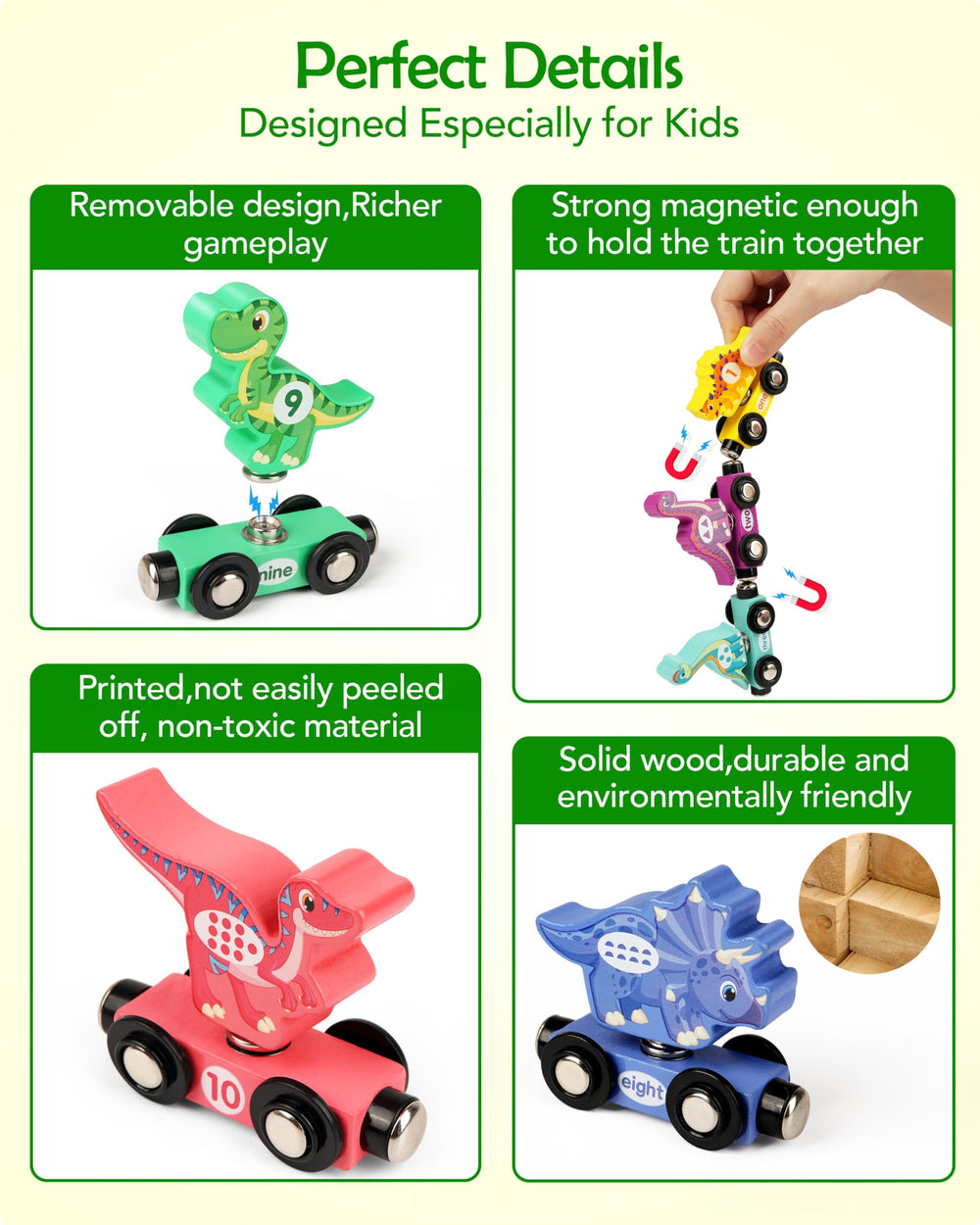 Vanmor colorful number-dinosaur pieces spark color recognition and number matching during play.