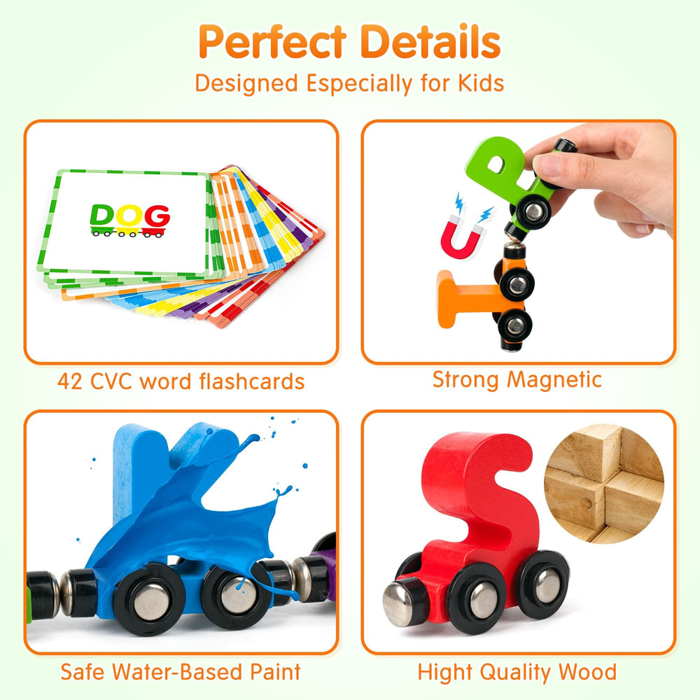 Vanmor colorful trains inspiring imaginative play and sorting activities.