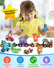 Vanmor magnetic animal train cars for matching and fine motor skills.