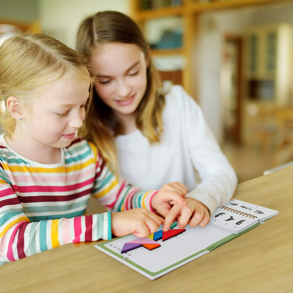 Vanmor Travel Tangram Puzzle kids learning – build patterns while enhancing observation and hand-eye coordination