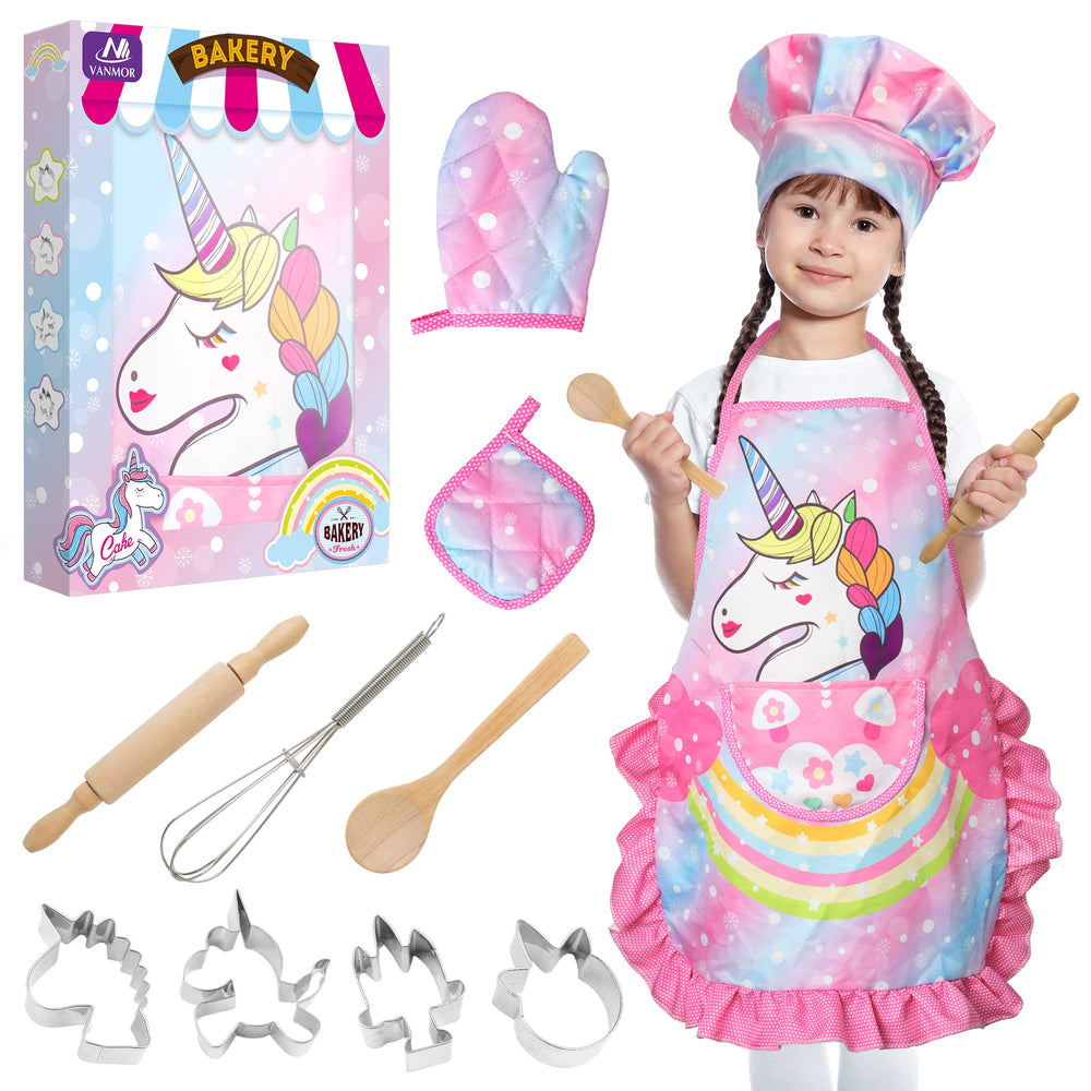 Vanmor Unicorn Kids Cooking Set with chef hat for imaginative play and role‑play baking