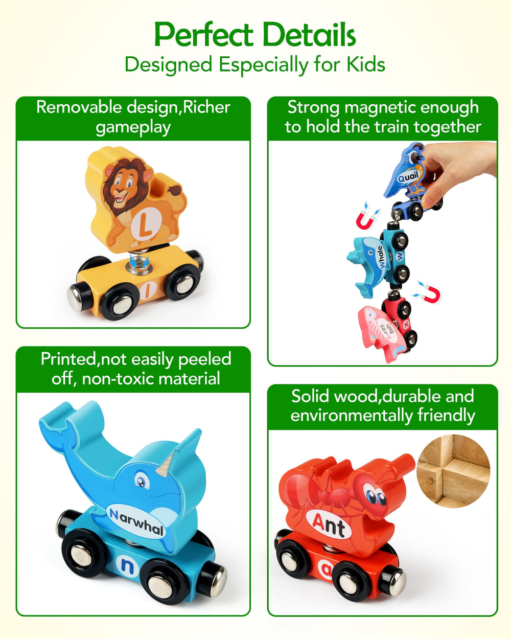 Vanmor color and alphabet cues support early recognition during play.