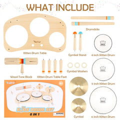 Vanplay drum set with four stabilizing legs stays steady during play.