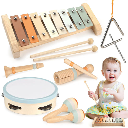 Vanplay 6-in-1 wooden xylophone for toddlers promotes early musical exploration and fine motor practice.