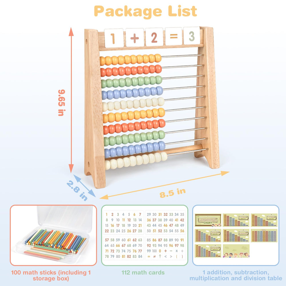 Vanplay wooden abacus with 100 counting sticks for hands-on calculation.