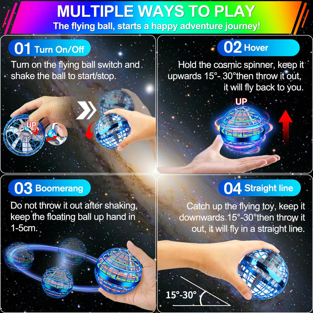 Vantexi Flying Orb Ball Toy USB charging cable ready for quick recharge.