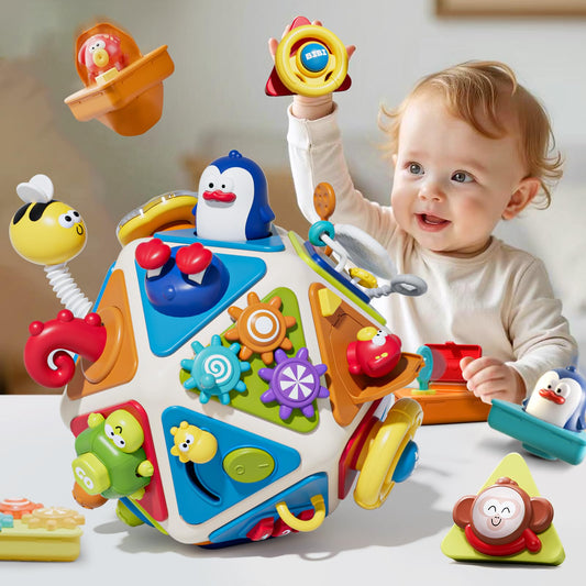 Vanvimen 20-in-1 Busy Board cube spinning toy boosts fine motor skills