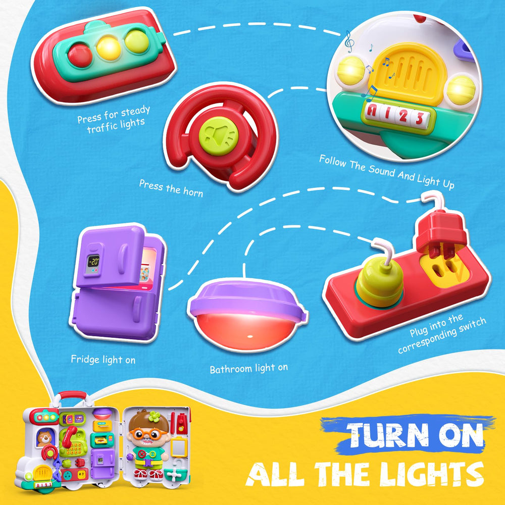 Vanvimen 54-in-1 Busy Board songs panel for interactive learning and language exposure