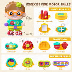 Vanvimen 54-in-1 Busy Board bilingual mode panel promotes English and Spanish familiarity