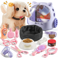 Vanvimen robot dog toy with backpack enabling portable pretend play for kids.