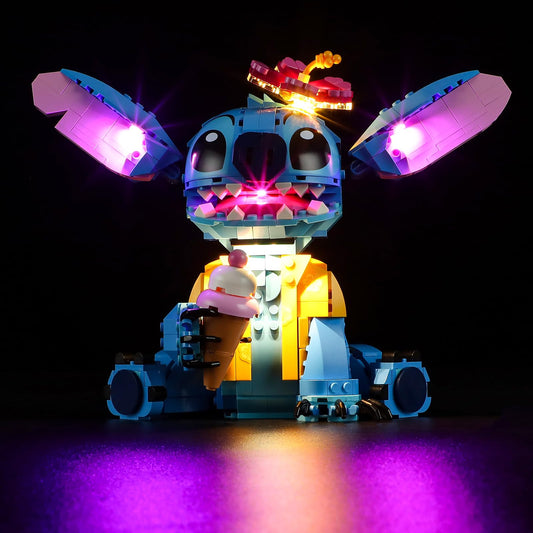 Vaodest LED light for LEGO 43249 Stitch highlights expressive eyes for a brighter display.