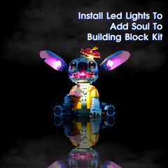 Vaodest LED light for LEGO 43249 Stitch accents the flower detail with glow.