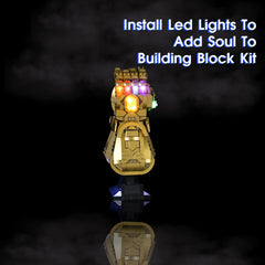 Vaodest LED light highlights stone details on the Infinity Gauntlet for a magical glow.