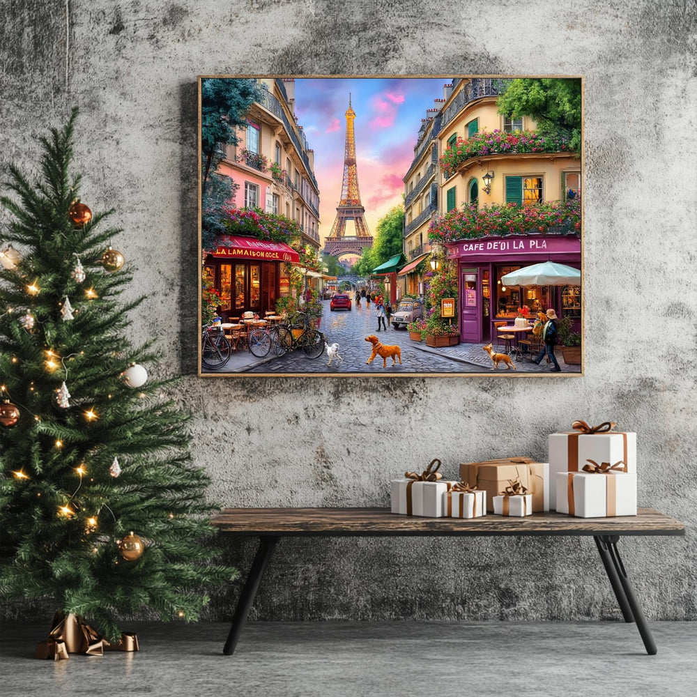 VAOWO Charming Paris cityscape at dusk, engaging scene for evening puzzling.