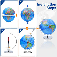 VAP globe with clearly labeled countries and oceans for easy study.