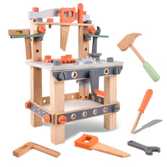 Varbertos wooden tool bench storage compartment keeps accessories organized