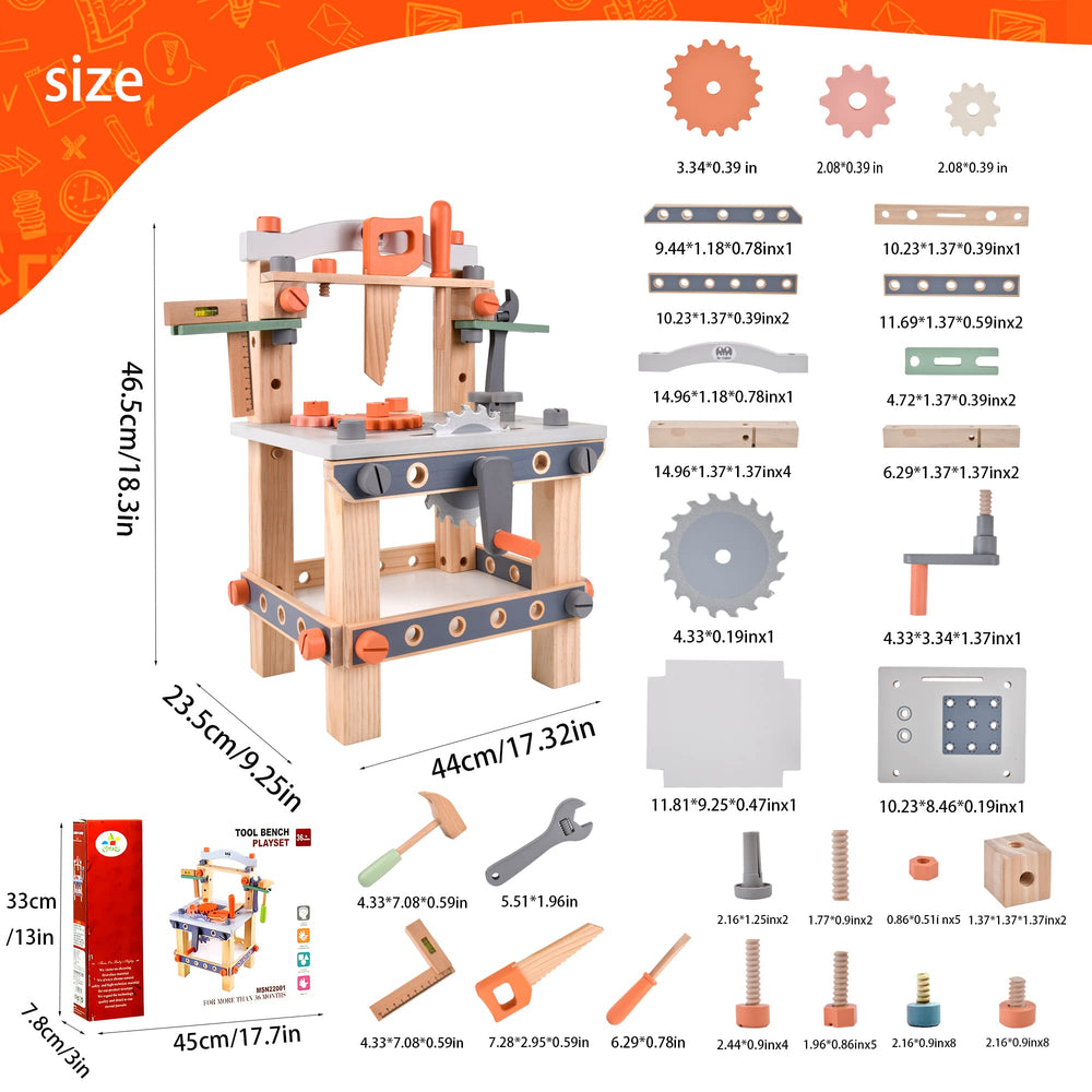 Varbertos wooden tool bench during assembly setup for kids