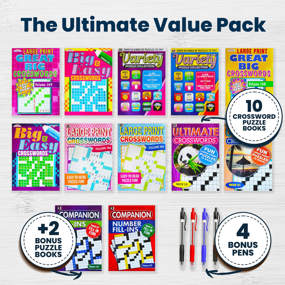 Four included pens with Variety Savings puzzle bundle