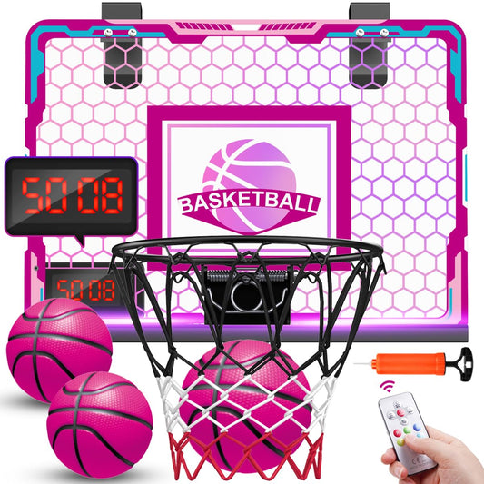 VATOS pink backboard basketball hoop for girls, ideal for indoor play