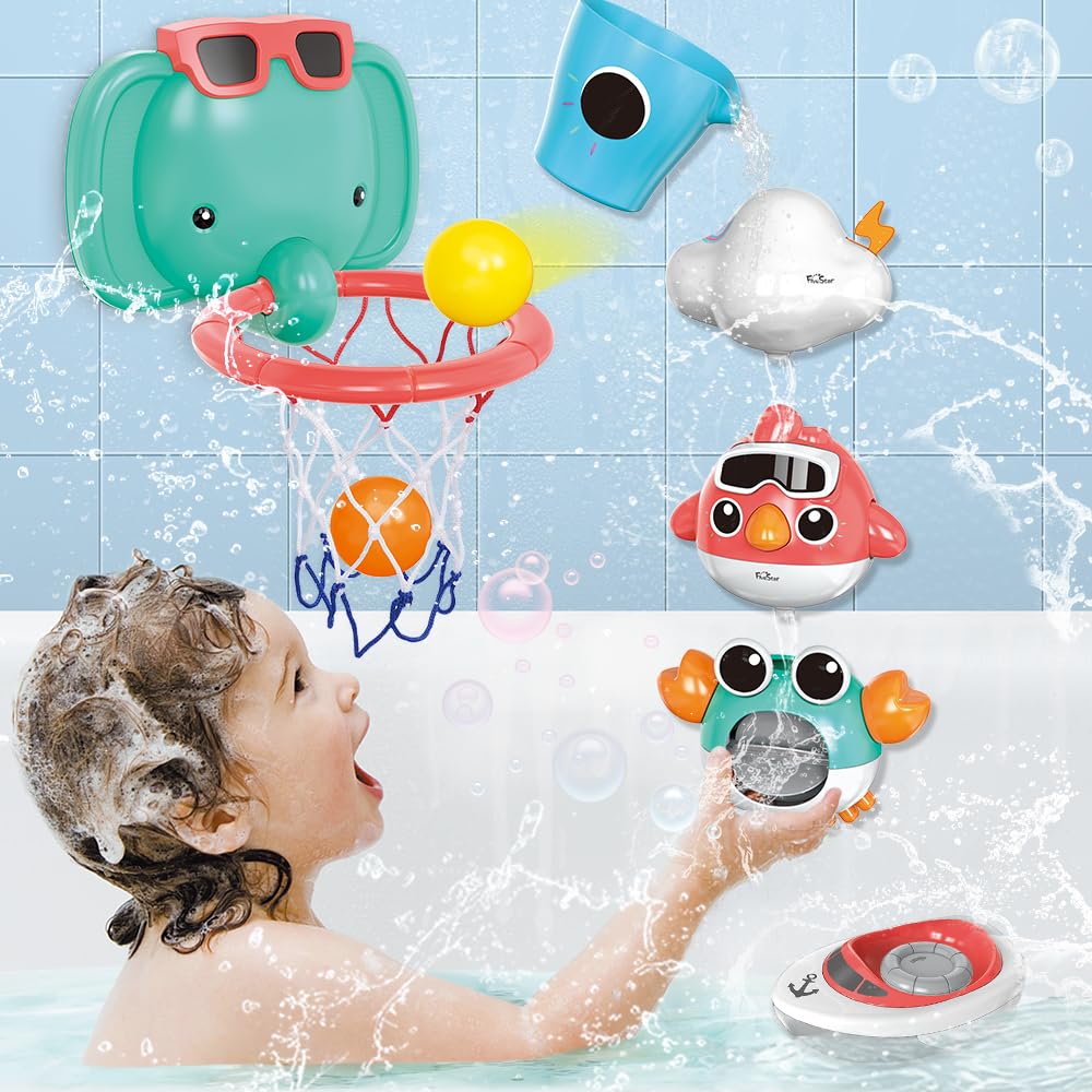 VATOS cloud and bird bath toy set promotes grabbing and hand-eye coordination.